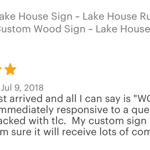 Custom lake house rules sign can be personalized with your name and/or lake name as well as any custom rules you need.