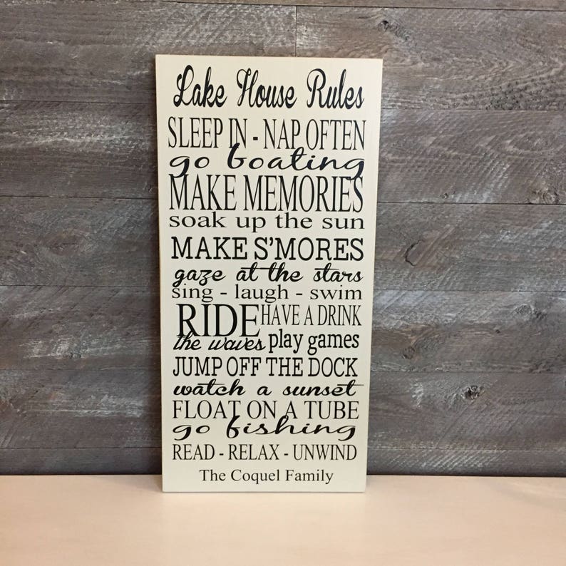 Lake House Sign ~ Family Name Lake House Rules Sign ~ Lake House Decor ~ Lake Sign ~ Lake Life ~ Sign For Lake House ~Lake House Wall Art