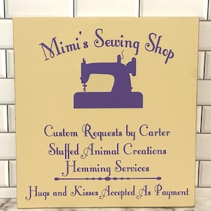 Celebrate Grandma’s love for sewing, quilting, and crafting with this handmade custom wood sewing room sign! Perfect for hanging in her sewing room, craft room, or quilting studio, this rustic wooden sign adds a warm, personal touch to her creative space. Whether you’re looking for a thoughtful gift for Grandma, a unique Mother’s Day present, or a way to make her sewing corner extra special, this personalized sign will be treasured for years to come. Customizable with any name you choose.