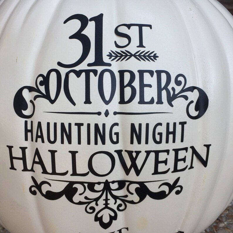 Halloween decal is a great way for you Jack O Lanterns to last even longer this year!  No carve pumpkin stickers easily apply to a real or faux pumpkin.  Great as porch decor, personalized decal or just fun for October 31!  PUMPKIN NOT INCLUDED.