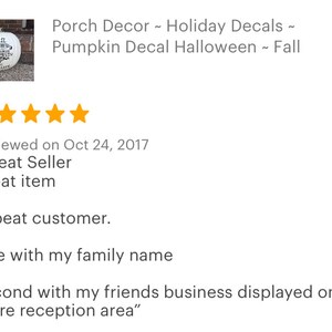 Halloween decal is a great way for you Jack O Lanterns to last even longer this year!  No carve pumpkin stickers easily apply to a real or faux pumpkin.  Great as porch decor, personalized decal or just fun for October 31!  PUMPKIN NOT INCLUDED.