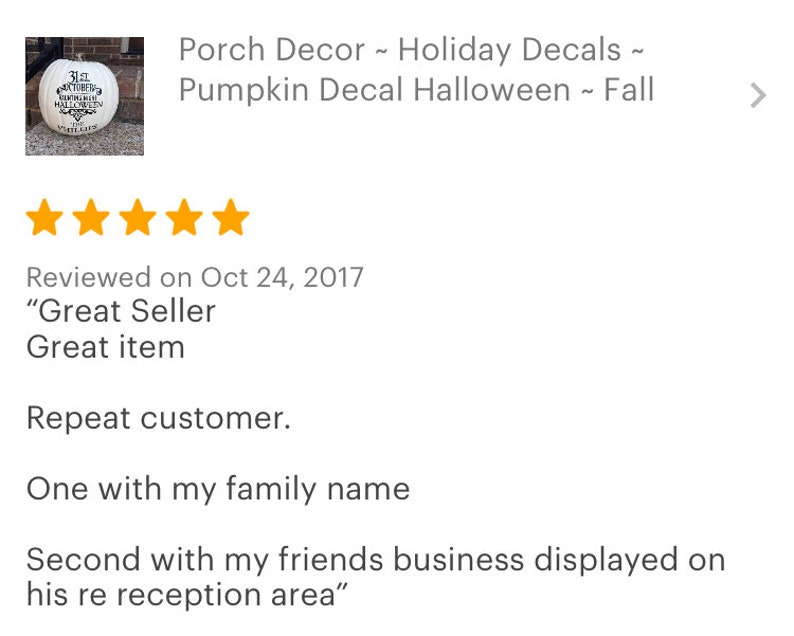 Halloween decal is a great way for you Jack O Lanterns to last even longer this year!  No carve pumpkin stickers easily apply to a real or faux pumpkin.  Great as porch decor, personalized decal or just fun for October 31!  PUMPKIN NOT INCLUDED.