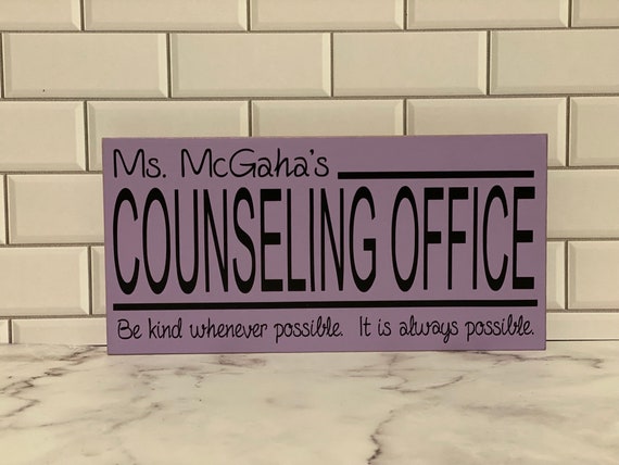 Personalized School Counselor Office Desk Name Plaque Colored Chevron with Butterflies