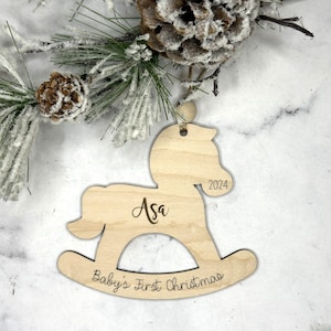 Babys First Christmas Ornaments Personalized Gift Baby Announcement New Baby Gift - First Time Mom Gift Rocking Horse Custom Ornament