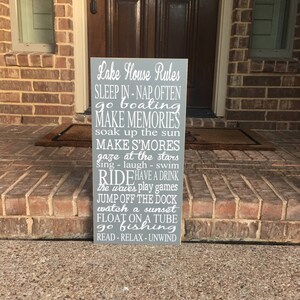 Custom lake house rules sign can be personalized with your name and/or lake name as well as any custom rules you need.