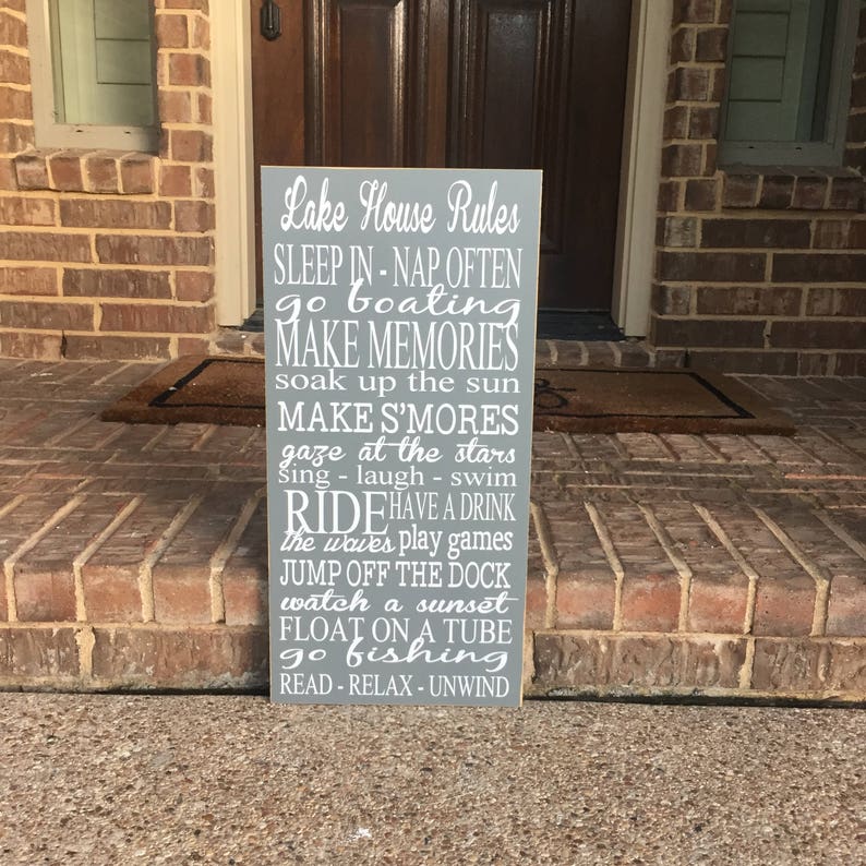 Custom lake house rules sign can be personalized with your name and/or lake name as well as any custom rules you need.