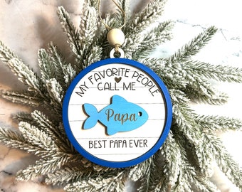 Fishing Ornament Dad Christmas Gift ~ Grandpa Gift Christmas Ornaments Gifts For Him ~ Laser Engraved Custom Ornament Fishing Gift For Dad