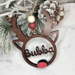 Personalized Reindeer Ornament ~ Kids personalized ornament ~ Farmhouse Christmas Ornament 2025 ~ Wood Custom Ornament ~ Kids Name Ornament