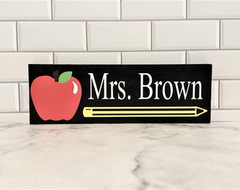 Teacher Name Plate Gift For Teacher Appreciation Classroom Décor ~ Kindergarten Teacher Christmas Gift ~ Personalized Teacher Desk Sign