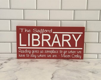 Librarian Gift For Teacher Appreciation ~ Personalized Teacher Name Plate Library Décor Librarian Gifts Book Nook Teacher Gifts Library Sign