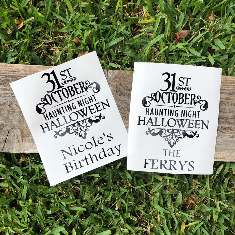 Halloween decal is a great way for you Jack O Lanterns to last even longer this year!  No carve pumpkin stickers easily apply to a real or faux pumpkin.  Great as porch decor, personalized decal or just fun for October 31!  PUMPKIN NOT INCLUDED.