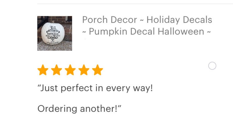 Halloween decal is a great way for you Jack O Lanterns to last even longer this year!  No carve pumpkin stickers easily apply to a real or faux pumpkin.  Great as porch decor, personalized decal or just fun for October 31!  PUMPKIN NOT INCLUDED.