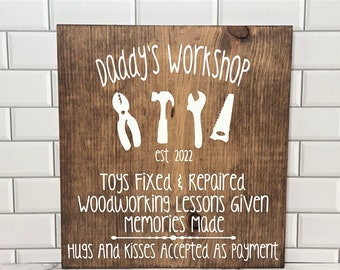 Custom Workshop Sign Dad Valentines Gift For Him Custom Wood Sign Garage Décor Gift For Dad ~ Custom Garage Sign Grandpa Gift Man Cave Sign