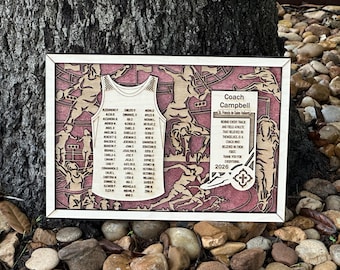 Track And Field Laser Engraved Thank You Gift Wood Plaque Track Coach Gift ~ Coaches Gift Sports Décor Coach Award End Of Season Gift Award