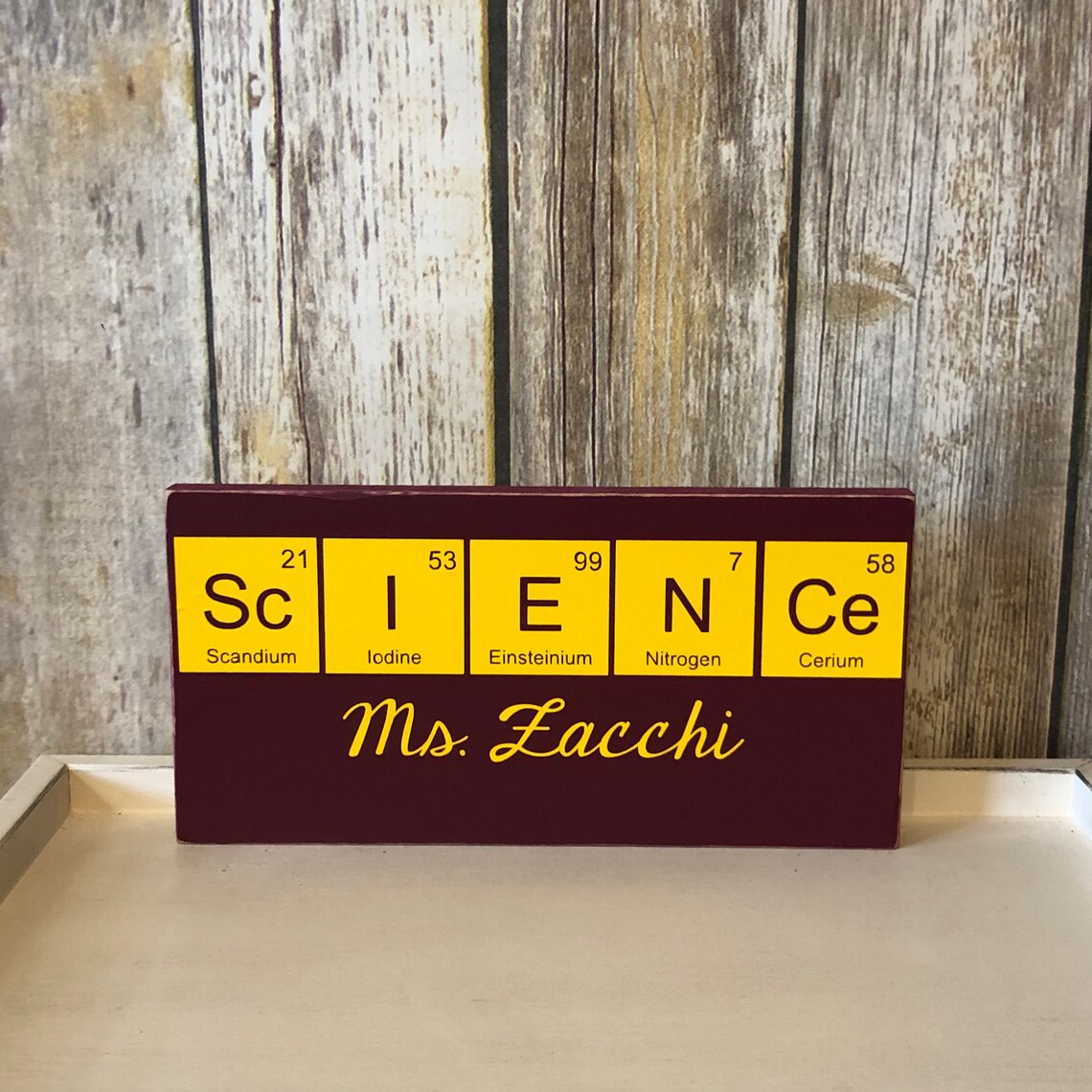 Science Teacher Gift Teacher Desk Name Plate Periodic Table Etsy