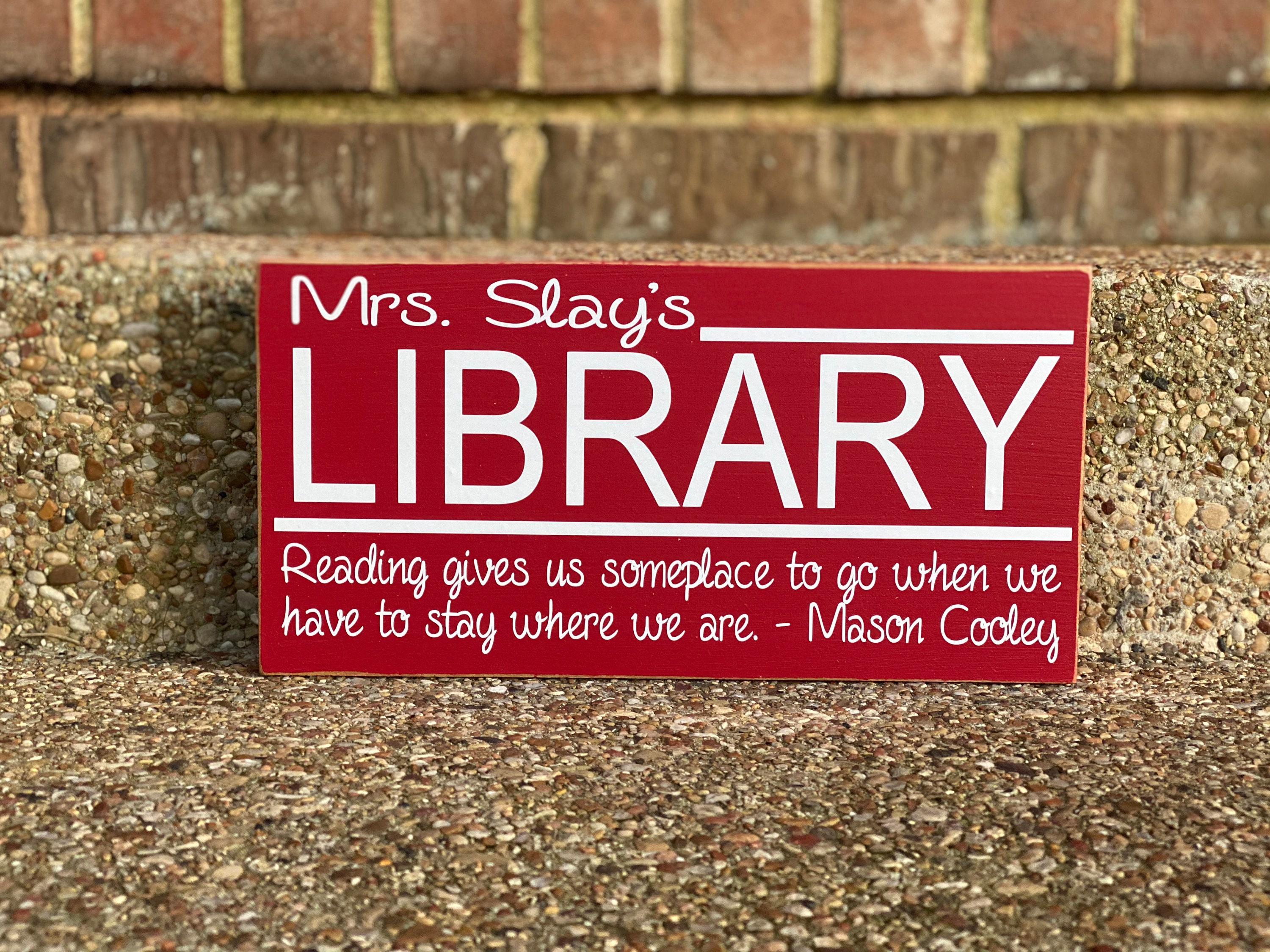 Library Sign Library Decor Wood Library Sign Gift For Etsy