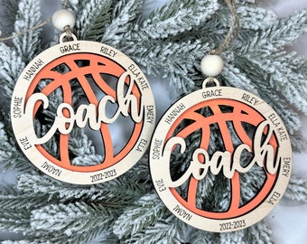 Coaches Gift Custom Christmas Ornaments ~ Coach Gift Basketball Ornament Team ~ Basketball Gift ~ Custom Ornament Coach Gifts Tree Ornament