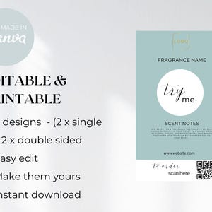 Candle Scent Card Template | Editable Business Tester Card | Wax Melt Sampler Card |Fragrance Smell Card | Candle Samples Insert Card