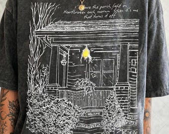 Limited Comfort Colors Porch Light Shirt, Vintage House Illustration Tee T-Shirt,Gift For Women and Man Unisex T-Shirt