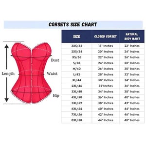 Corset Size Chart