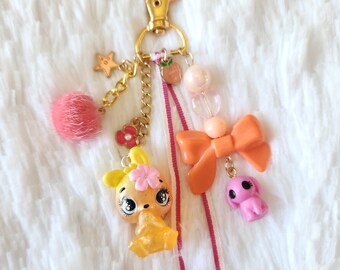 Cute Upcycled Hatchimals Bunny Keychain Bag Charm