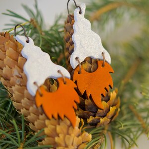 Gnome Leather Earrings - Red Beard Sparkly Glitter Christmas Jewelry - Santa Gnomes Holiday Party