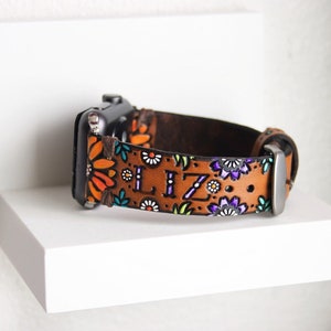 Custom Apple watchband for Layla iwatch strap tooled leather watch band handmade by Mesa Dreams image 2