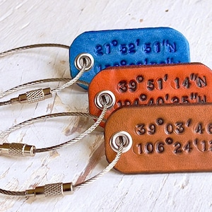Llavero de cuero personalizado con coordenadas GPS, regalo de aniversario imagen 6