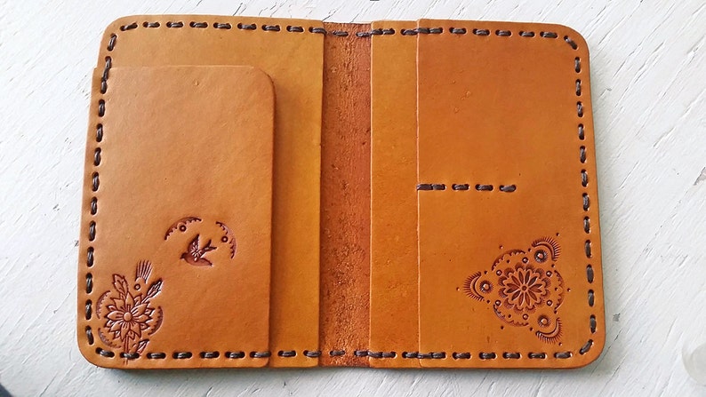 Leather Passport Cover Sunflower Dreamcatcher Southwestern Inspired Passport Wallet Made to Order with Your Choice of Colors image 3