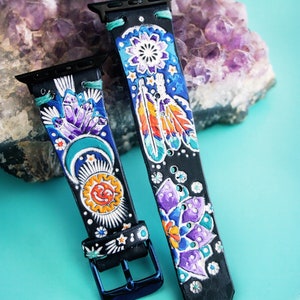 Custom Apple watchband for Layla iwatch strap tooled leather watch band handmade by Mesa Dreams image 9