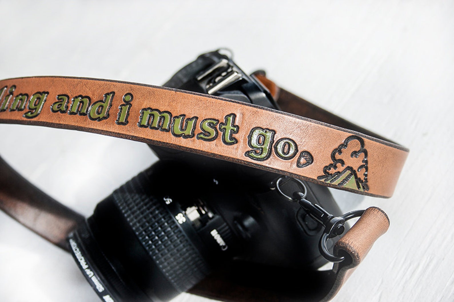 Leather Camera Strap the Mountains Are Calling and I Must Go Etsy