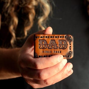 Personalized Leather Dad Money Clip - Custom Birth Year, Magnetic Closure