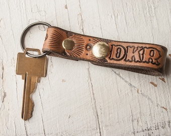 Custom Leather Key Ring and Fob - Snap closure - monogram, initials, personalize - quick release