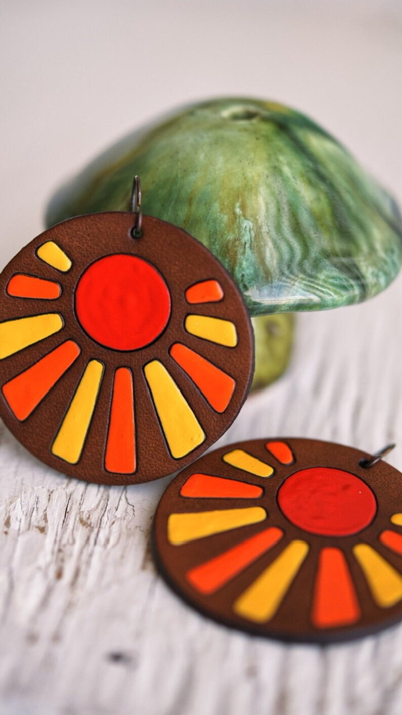 Sonora Sun Leather Earrings image 1