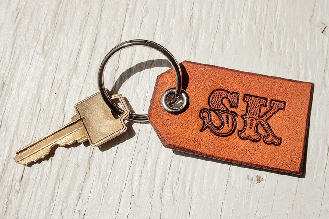 Monogrammed Leather Key Fob: Personalized Initial Key Ring - Etsy