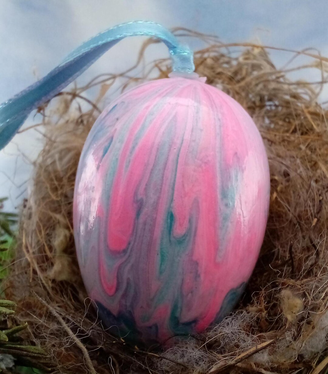 Neon Pink Spring Tulip Easter Egg Ornamental Egg Fluid Art 172E - Etsy