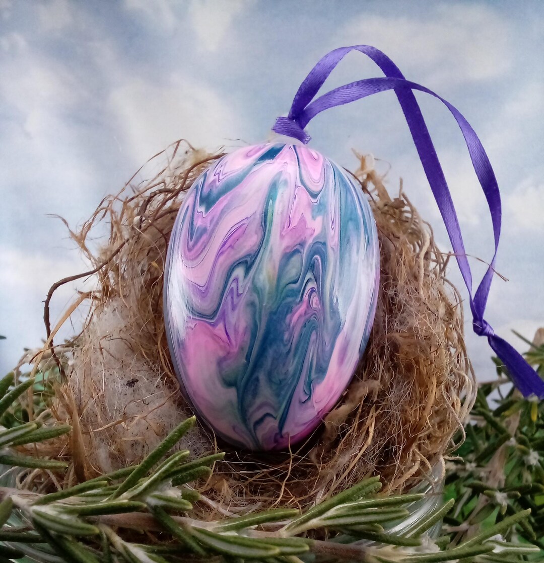 Hot Pink Purple & Midnight Blue Easter Egg Ornamental Egg Fluid Art ...