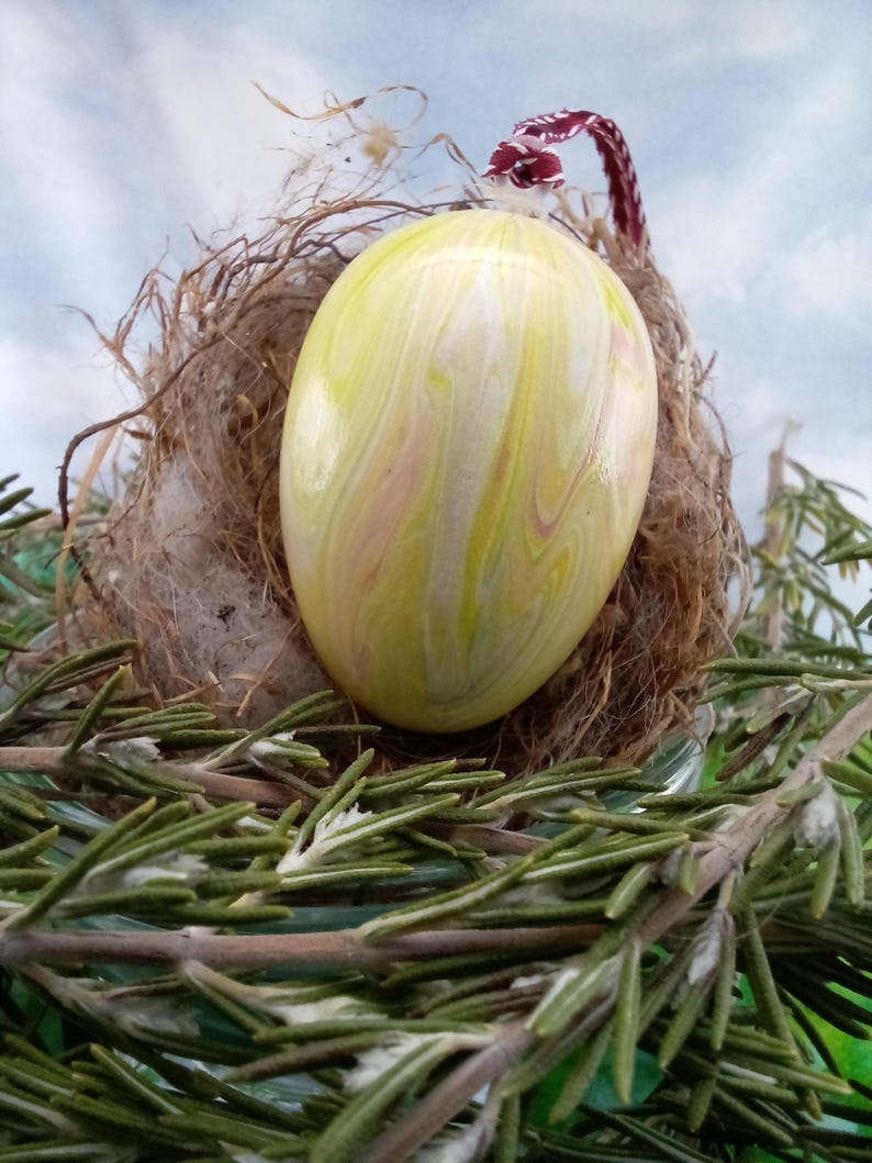 Dusty Rose & Soft Yellow Easter Egg Ornamental Egg Fluid Art 132E - Etsy