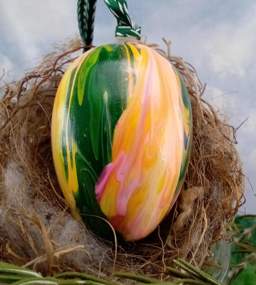 Orange & Yellow Tulip Easter Egg Ornamental Egg Fluid Art 160E - Etsy