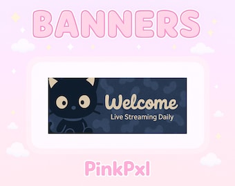 Pastel Kitty Twitch Banner – Stream Overlay (Digital Download)