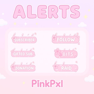 Sakura Twitch Alerts Set: Kawaii Animated Stream Overlay (Digital Download)