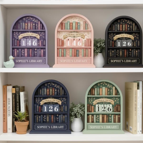 Letrero personalizado para registrar los libros leídos este año, decoración de estantería de madera personalizada, contador de lectura, regalo para amantes de la lectura, rastreador de libros