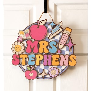 Personalized Teacher Welcome Gift, Custom 3D Teacher Door Hanger, Wood Door Sign, Teacher Name Sign, Classroom Decor, Back to School Gift