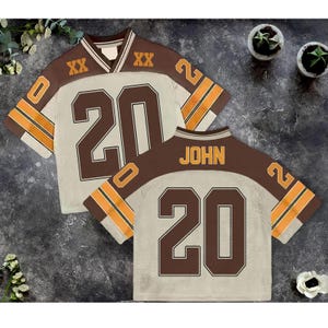 Camiseta de fútbol natural con nombre y número personalizados, camiseta de concierto, camiseta para el día del partido, regalo de compromiso personalizado, camiseta de fútbol con texto personalizado