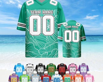 Uniforme de equipo personalizado con nombre y número, camiseta de fútbol americano personalizada para hombres y mujeres, ideal para el día del partido, porristas y como regalo navideño.