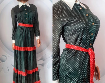 vintage 1970s boho maxi skirt & blouse set by Country Set / 38B 25W 39H