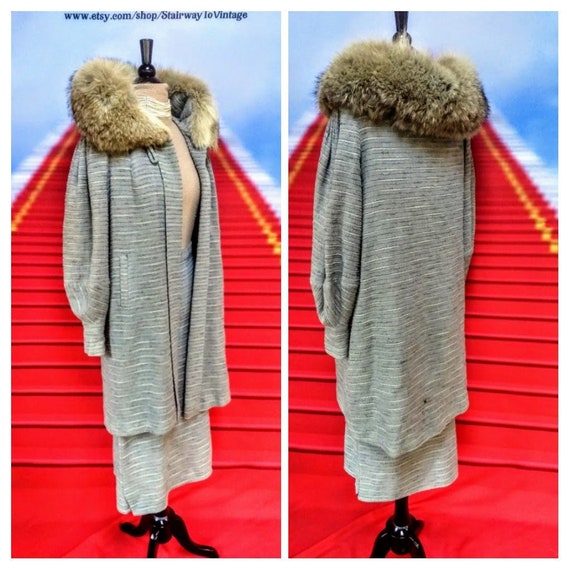 1920s skirt suit with fur collar