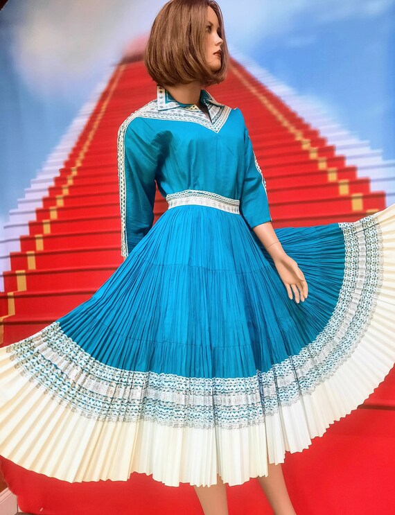 1950s Mexican turquoise & metallic silver circle s