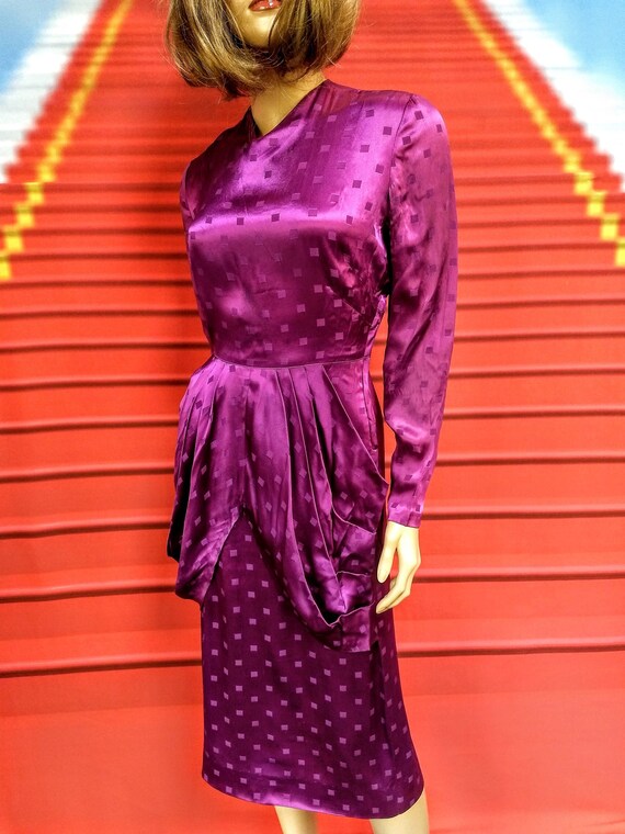 1940s couture vintage dress magenta fuchsia purple