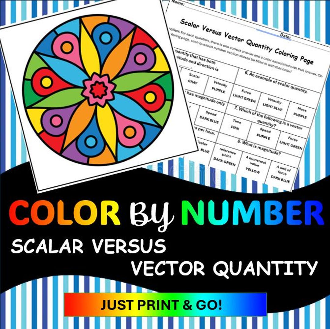 SCALAR and VECTOR QUANTITIES Color by Number Worksheets - Etsy